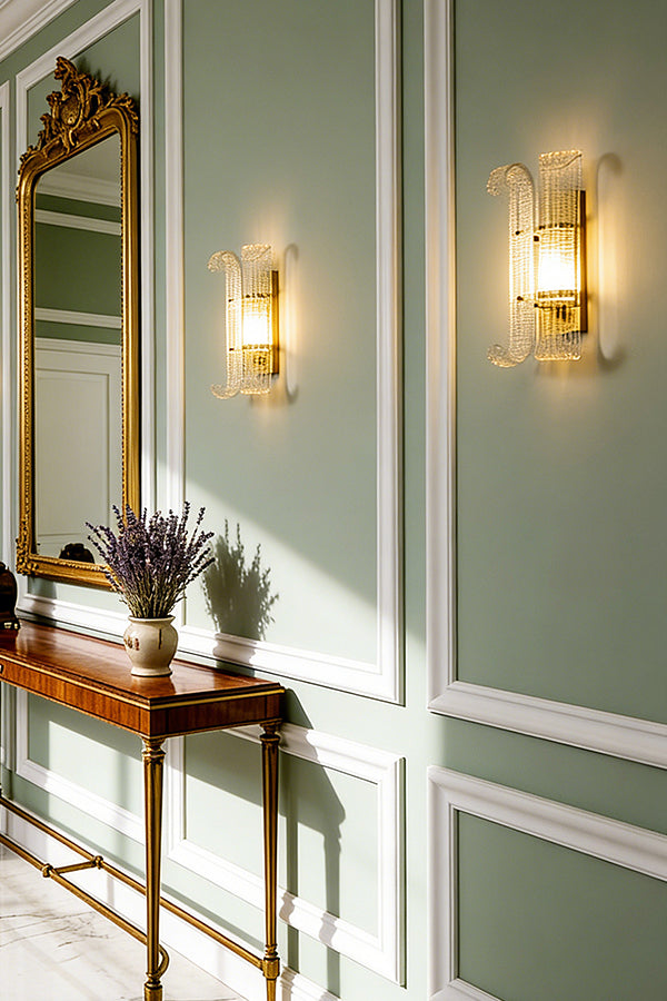 Curved Textured Glass Wall Sconce - view 4 | everlamps