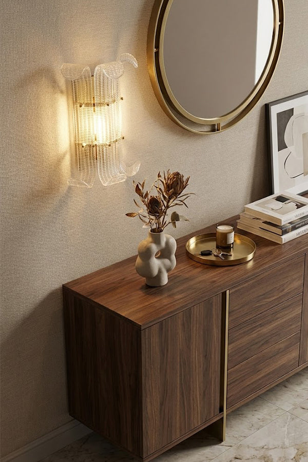 Curved Textured Glass Wall Sconce - view 2 | everlamps