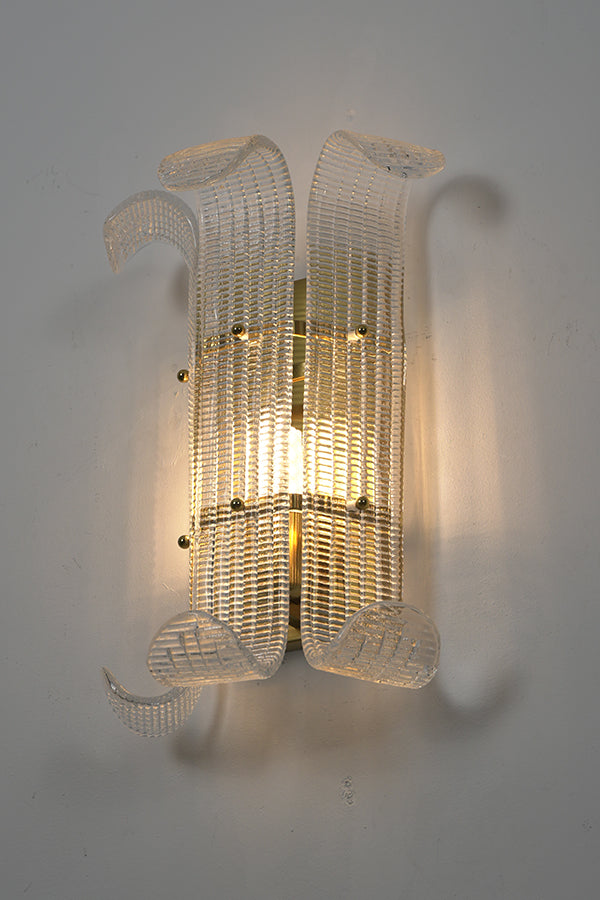Curved Textured Glass Wall Sconce - view 18 | everlamps