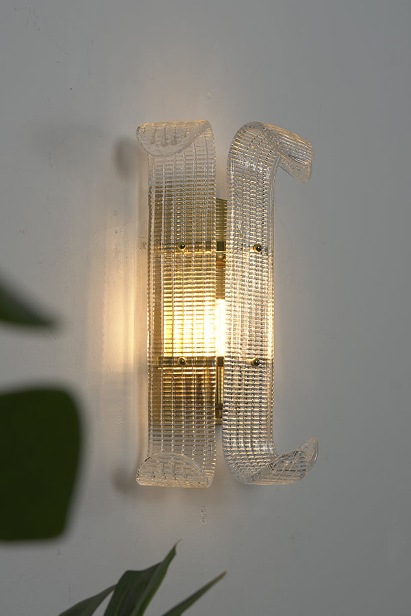 Curved Textured Glass Wall Sconce - view 15 | everlamps