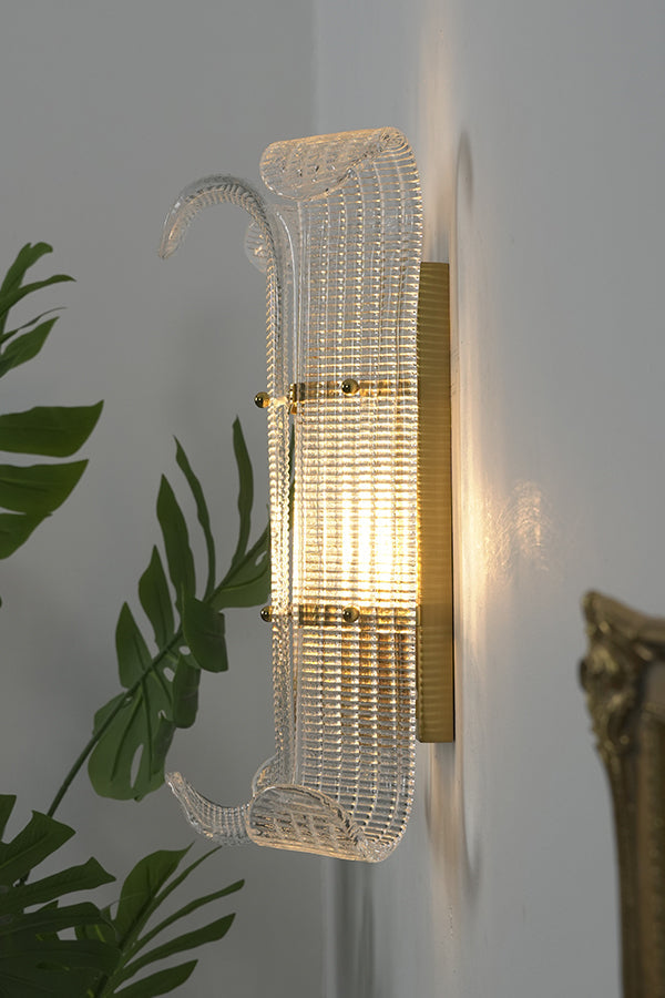 Curved Textured Glass Wall Sconce - view 14 | everlamps