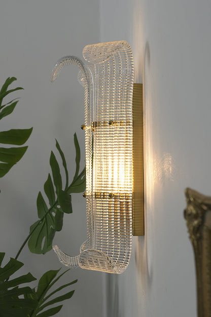 Curved Textured Glass Wall Sconce - view 14 | everlamps
