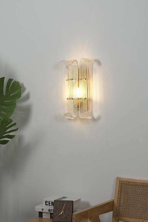 Curved Textured Glass Wall Sconce - view 13 | everlamps