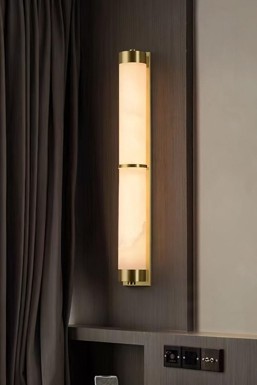 Cylindra Alabaster Brass Wall Light - view 4 | everlamps