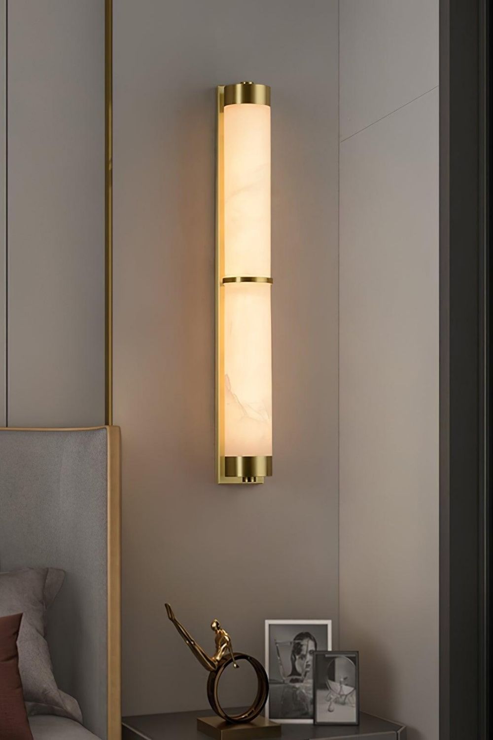 Cylindra Alabaster Brass Wall Light - view 14 | everlamps