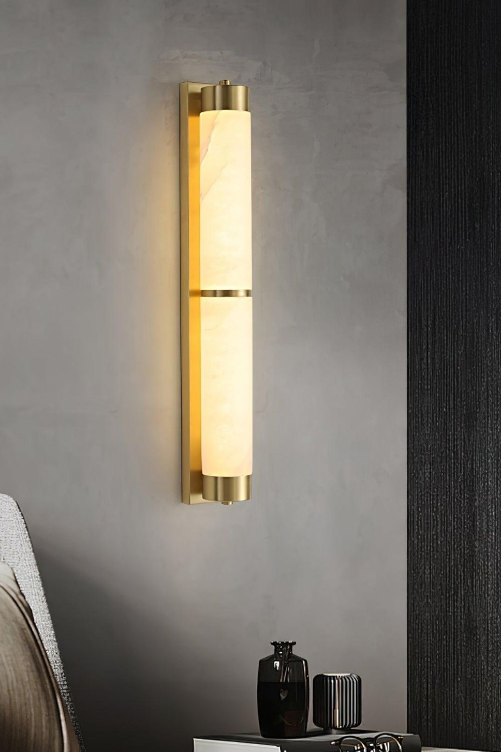 Cylindra Alabaster Brass Wall Light - view 9 | everlamps