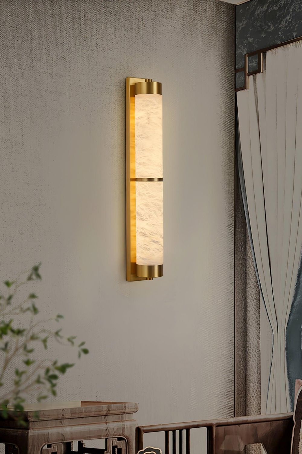 Cylindra Alabaster Brass Wall Light - view 7 | everlamps