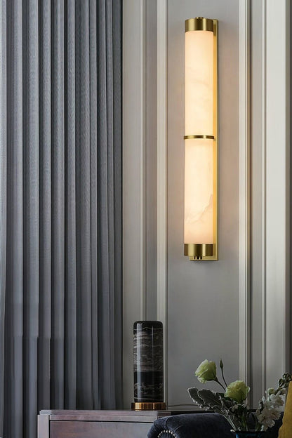 Cylindra Alabaster Brass Wall Light - view 11 | everlamps