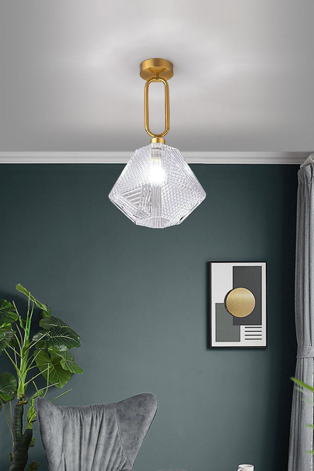 Diamond Cut Art Deco Ceiling Light - everlamps