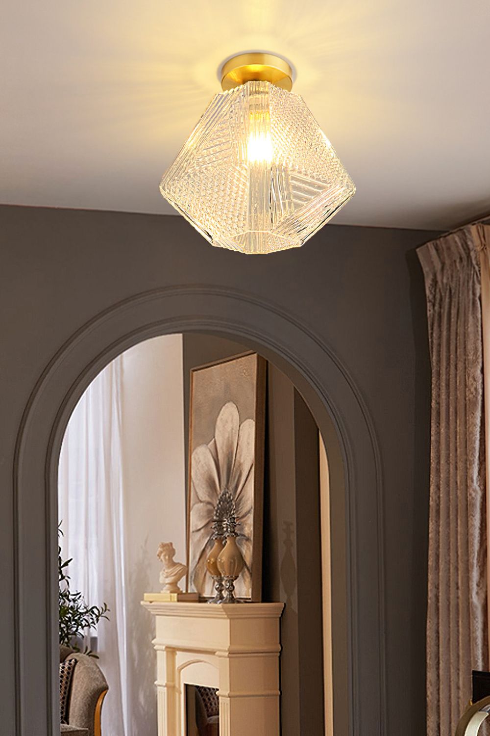 Diamond Cut Art Deco Ceiling Light - everlamps