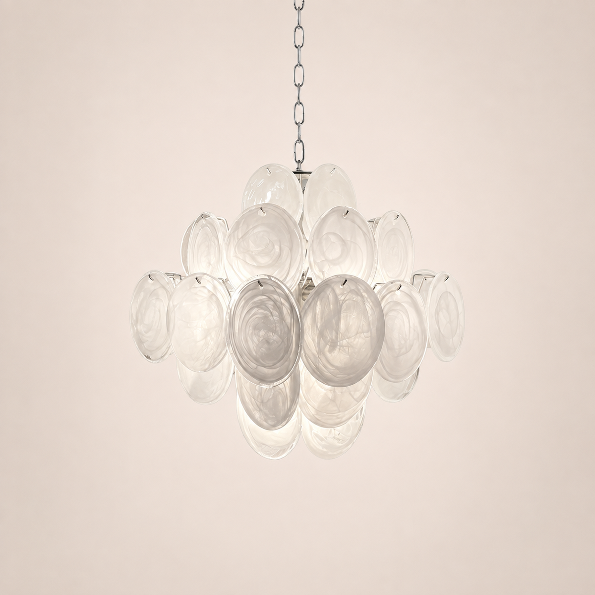 Dora Handblown Disc Glass Chandelier 19.7" White