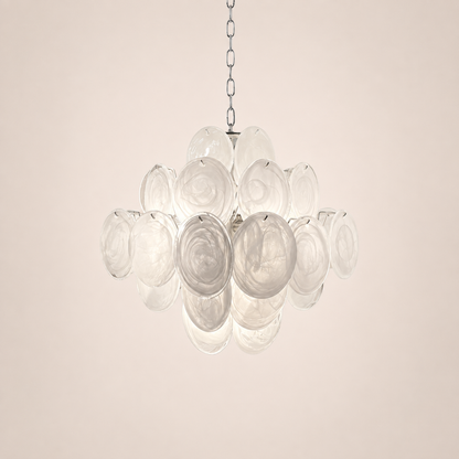 Dora Handblown Disc Glass Chandelier 19.7" White