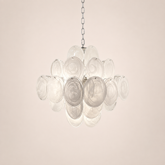 Dora Handblown Disc Glass Chandelier 19.7" White