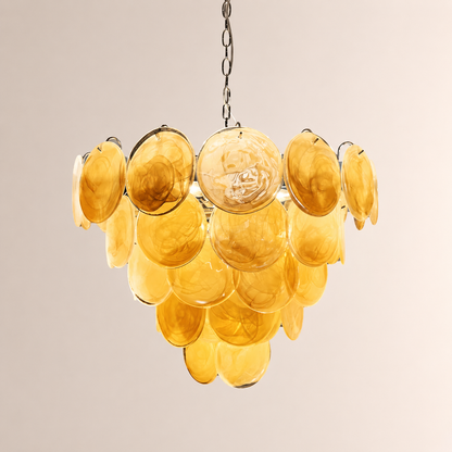 Dora Handblown Disc Glass Chandelier 27.6" Gold