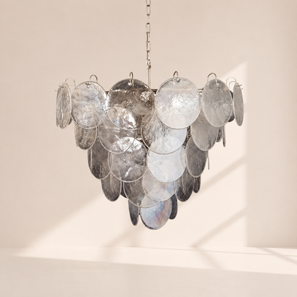 Dora Handblown Disc Glass Chandelier 27.6" Iridescent Clear