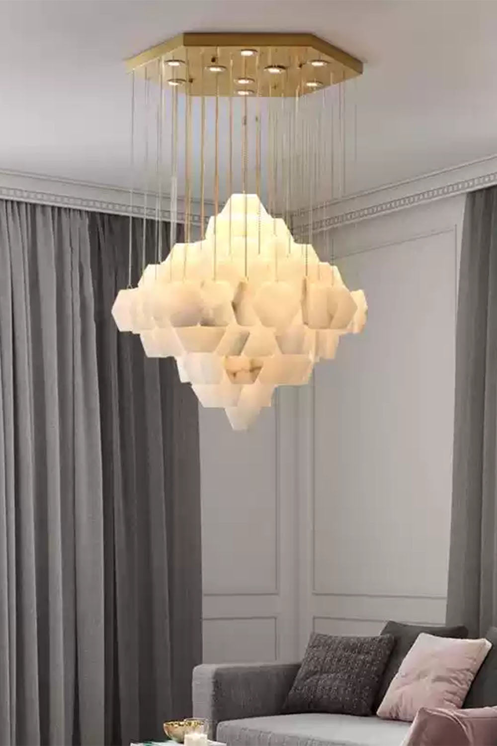 Eclipse Marble Cascade Chandelier - view 2 | everlamps