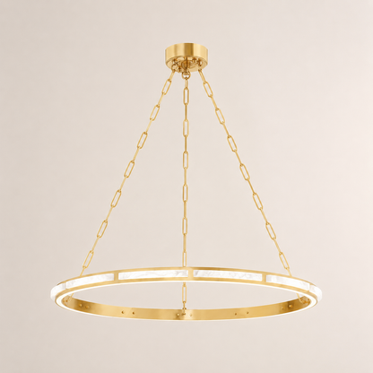 Elara Modern Round Alabaster Ring Chandelier 31"D 42"D