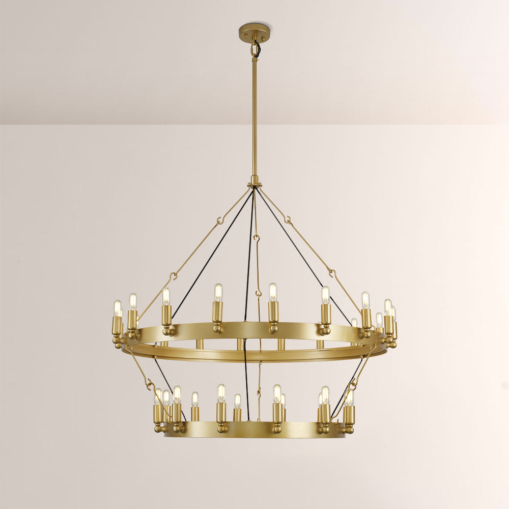Elio Vintage Forged Round 2Tier Candelabra Filament Chandelier 38"D