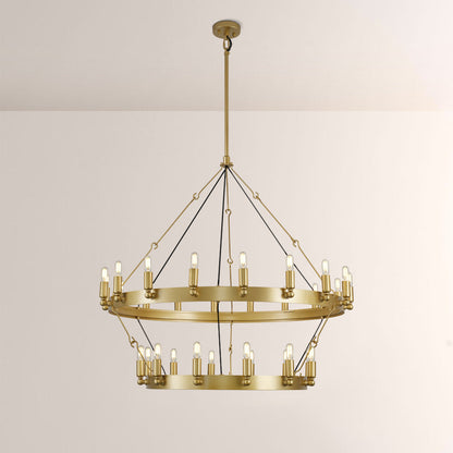 Elio Vintage Forged Round 2Tier Candelabra Filament Chandelier 38"D