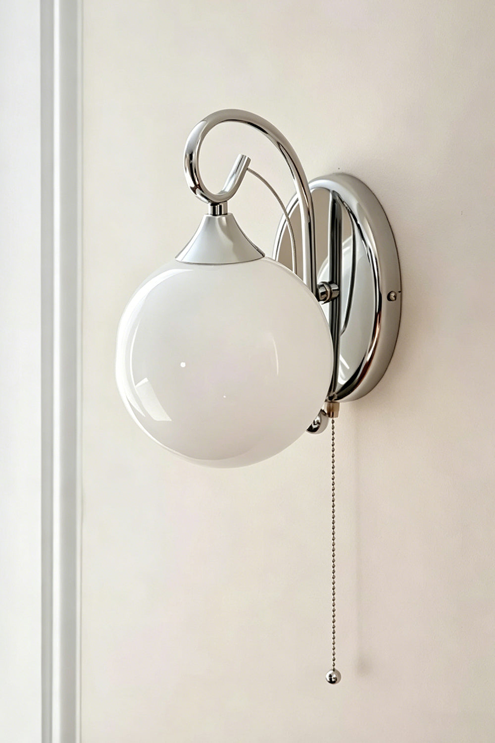 Elysian Circlet with white globe | Metal, Glass | Minimalist white wall installation | vexa lamps