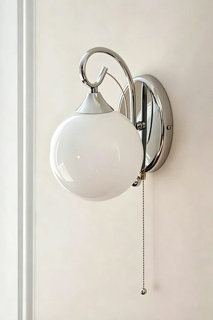 Elysian Circlet with white globe | Metal, Glass | Minimalist white wall installation | vexa lamps