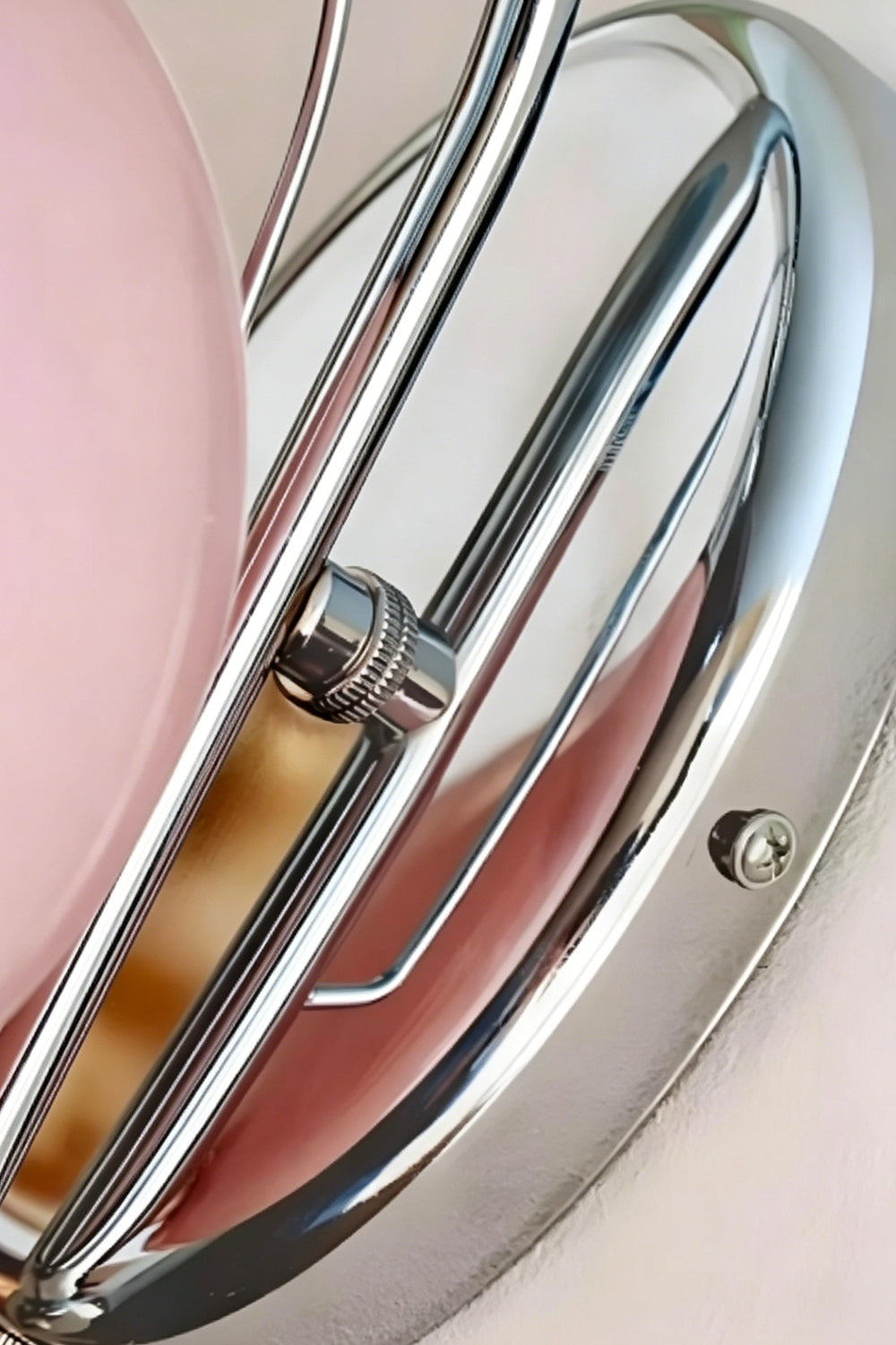 Polished chrome mounting base detail | Metal | Pull chain mechanism close-up | vexa lamps