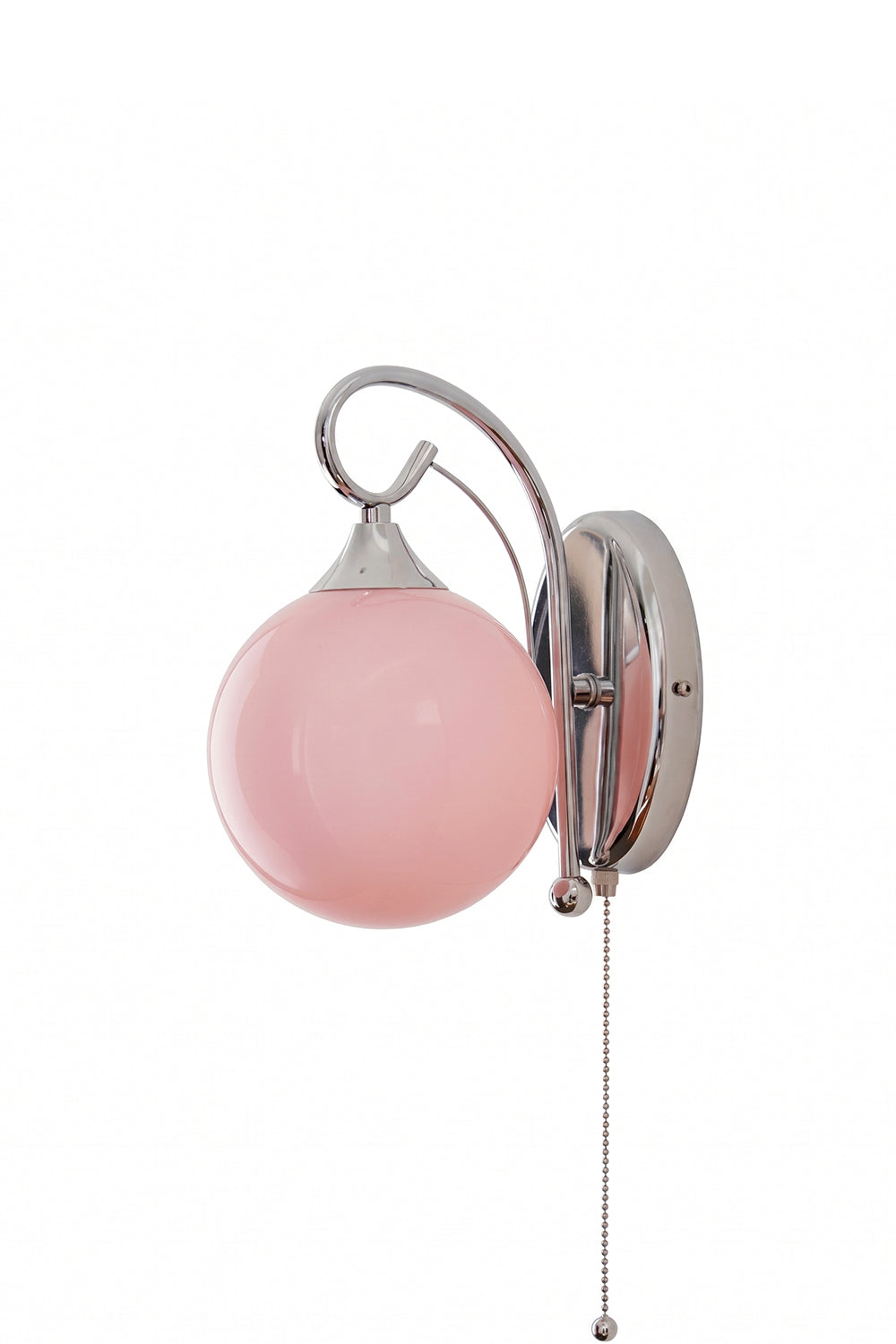 Elysian Circlet glass globe wall lamp | Metal, Glass | Polished chrome finish with pull chain | vexa lamps