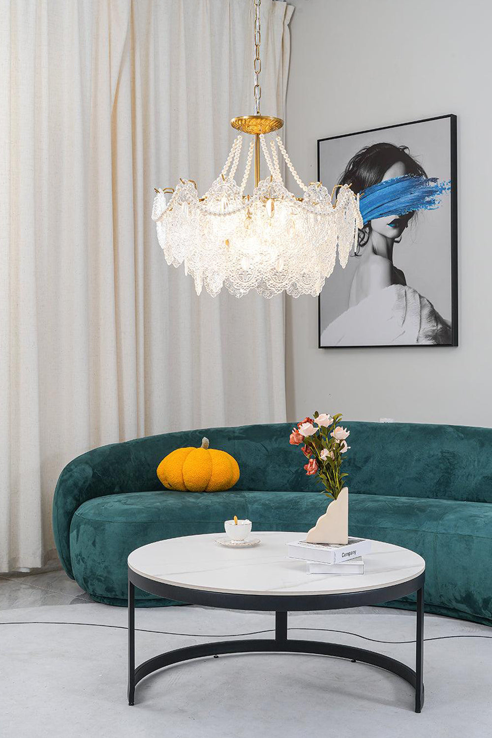 Embossed Pearls Glass Chandelier - everlamps