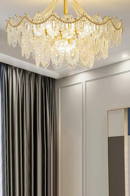 Embossed Pearls Glass Chandelier - everlamps