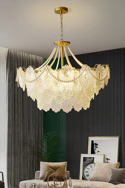 Embossed Pearls Glass Chandelier - everlamps