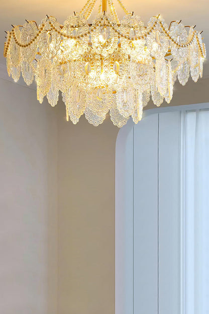 Embossed Pearls Glass Chandelier - everlamps