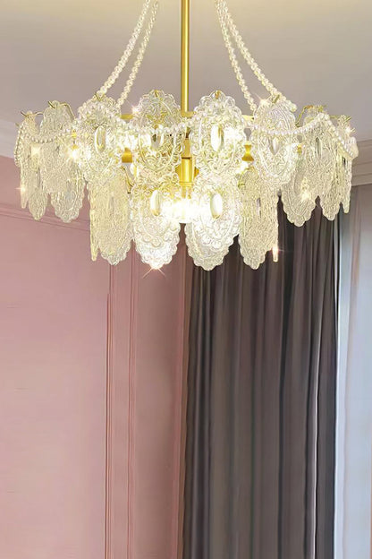 Embossed Pearls Glass Chandelier - everlamps