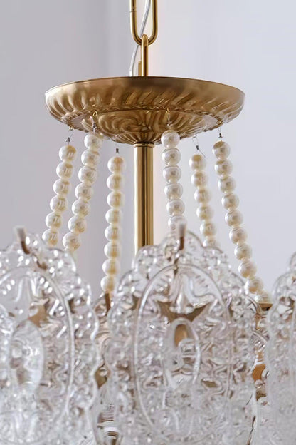 Embossed Pearls Glass Chandelier - everlamps