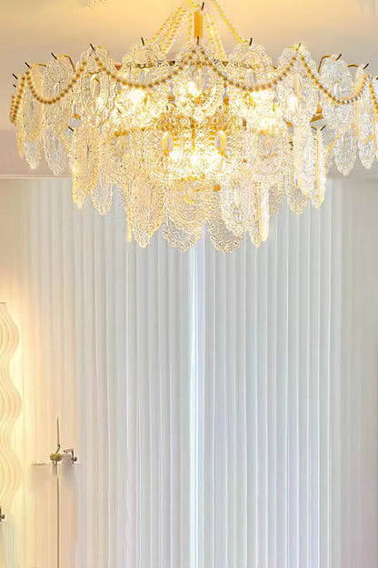 Embossed Pearls Glass Chandelier - everlamps