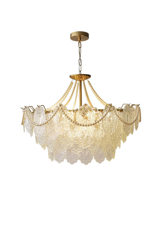 Embossed Pearls Glass Chandelier - everlamps