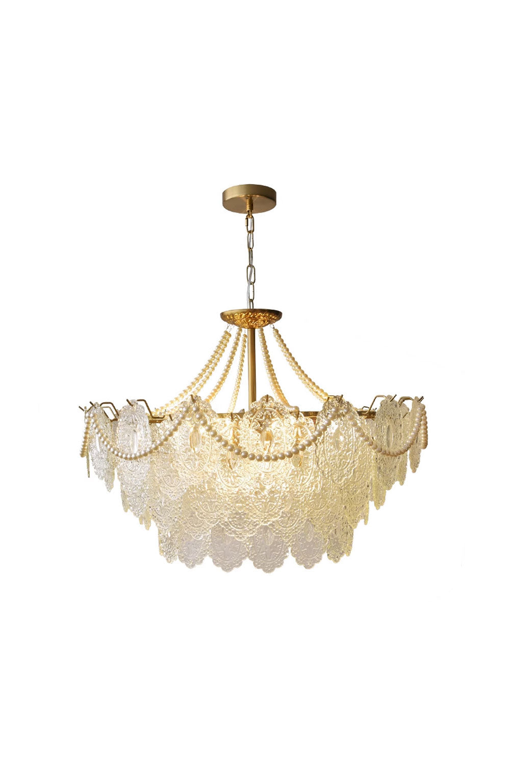 Embossed Pearls Glass Chandelier - everlamps