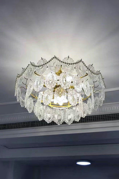 Embossed Pearls Glass Chandelier - everlamps