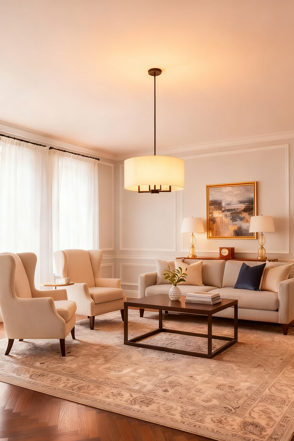 Emery Fabric Chandelier - view 7 | everlamps