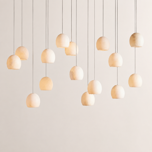 Ewen Natural Alabaster Rectangular Chandelier 48“W 54”W