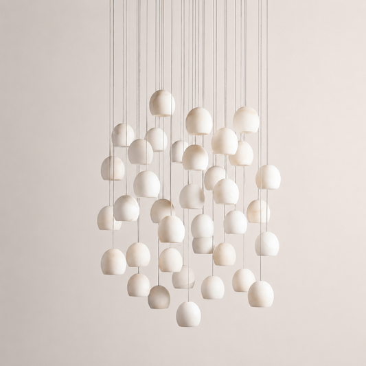 Ewen Natural Alabaster Round Chandelier 48"W