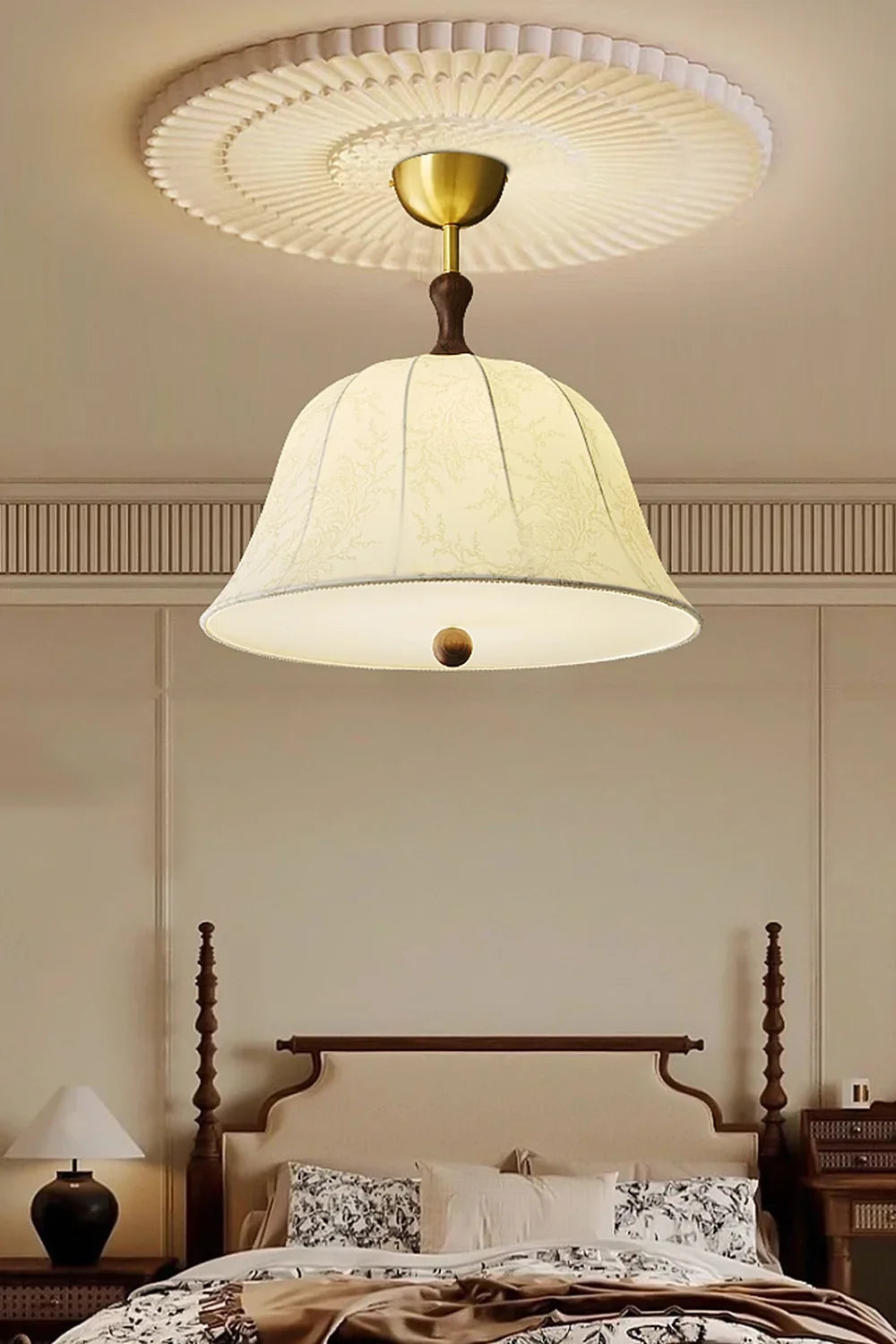 Fabric Brass Pendant Lamp - view 3 | everlamps