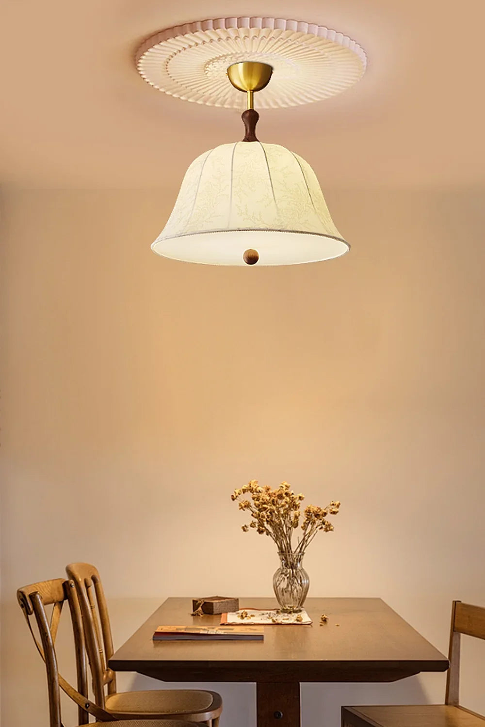 Fabric Brass Pendant Lamp - view 6 | everlamps