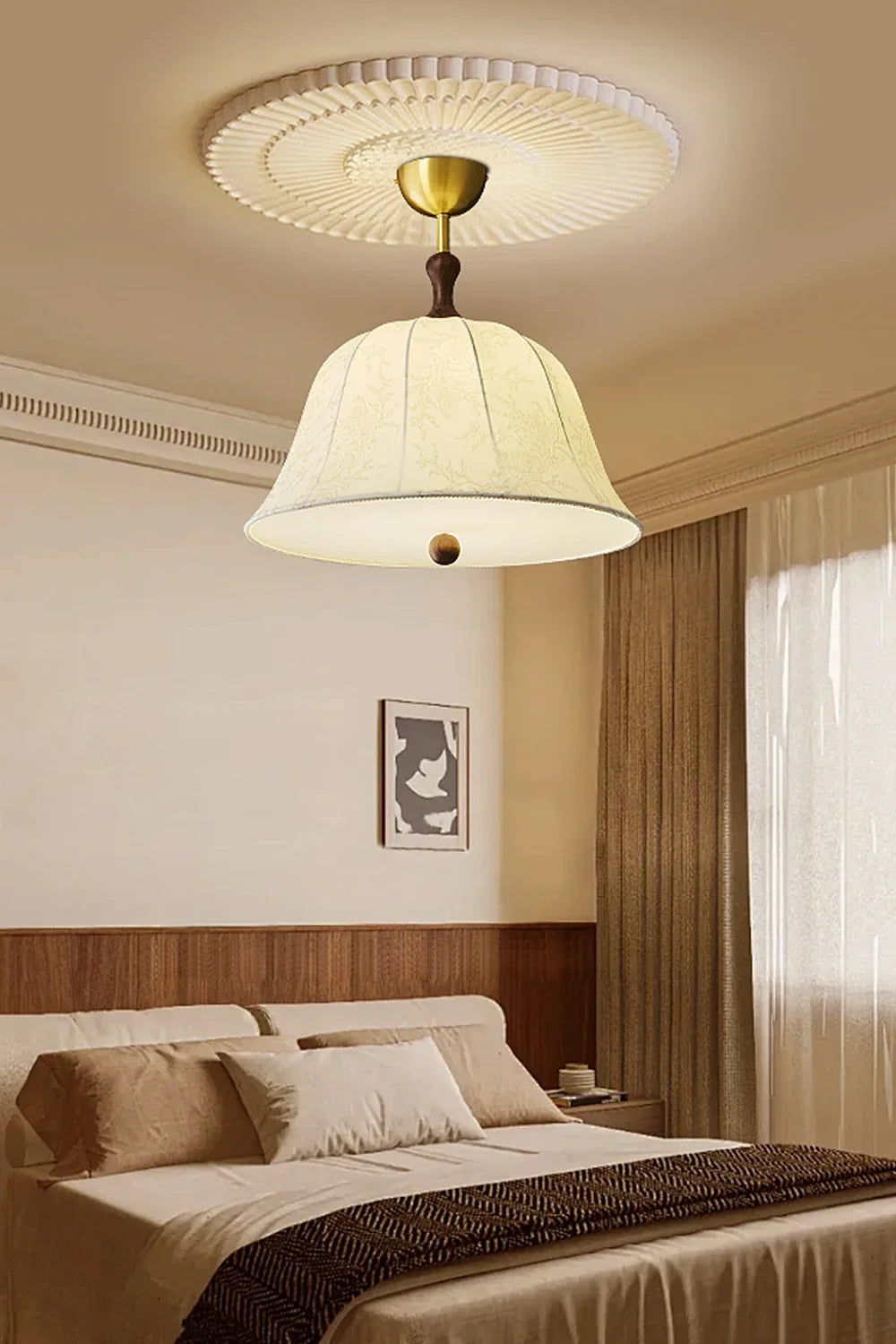 Fabric Brass Pendant Lamp - view 4 | everlamps