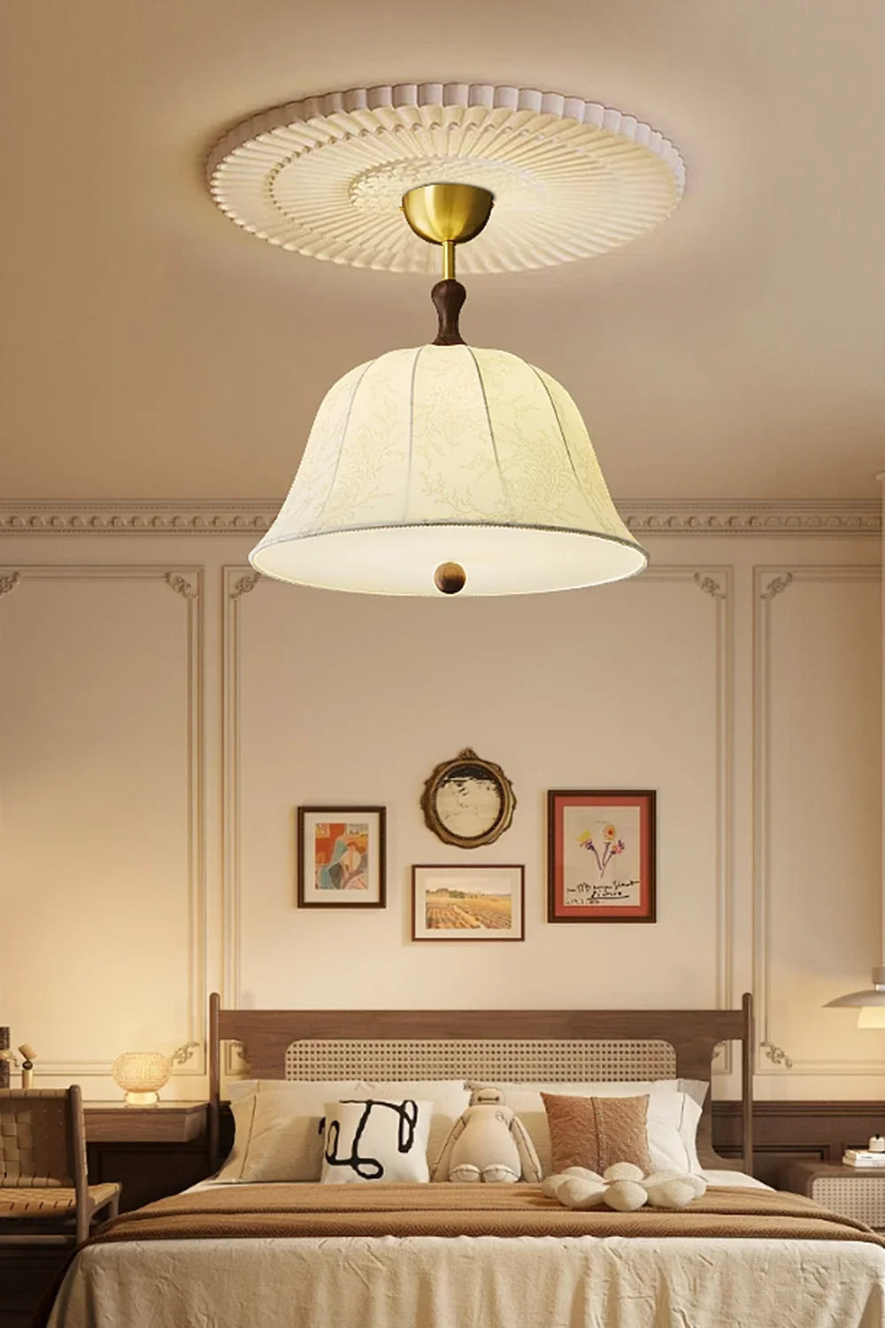 Fabric Brass Pendant Lamp - view 2 | everlamps
