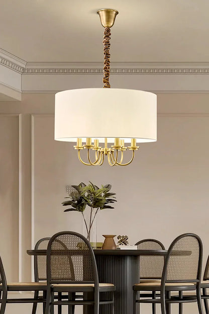 Fabric Cylindrical Pendant Lamp - view 2 | everlamps