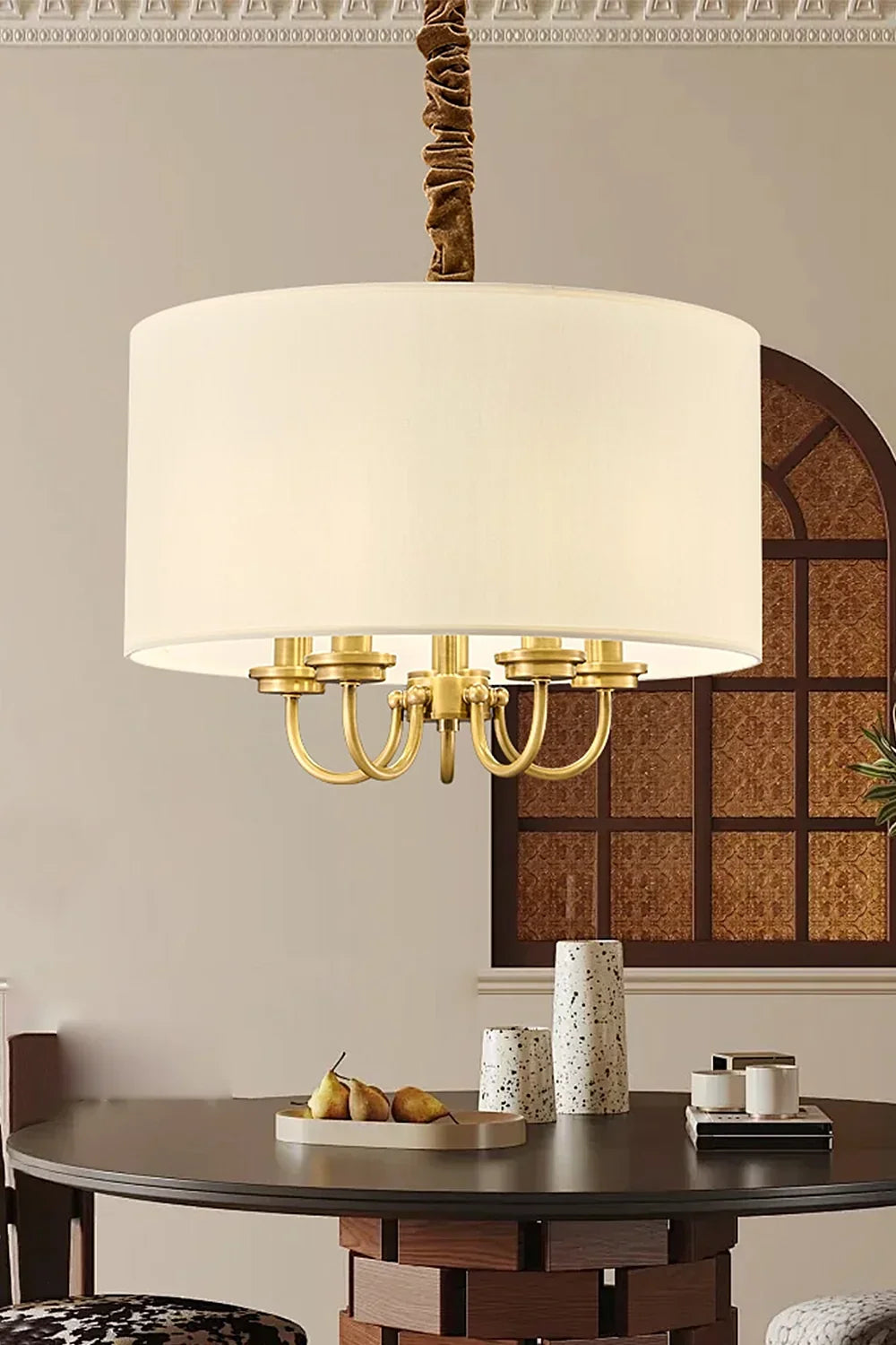 Fabric Cylindrical Pendant Lamp - view 6 | everlamps