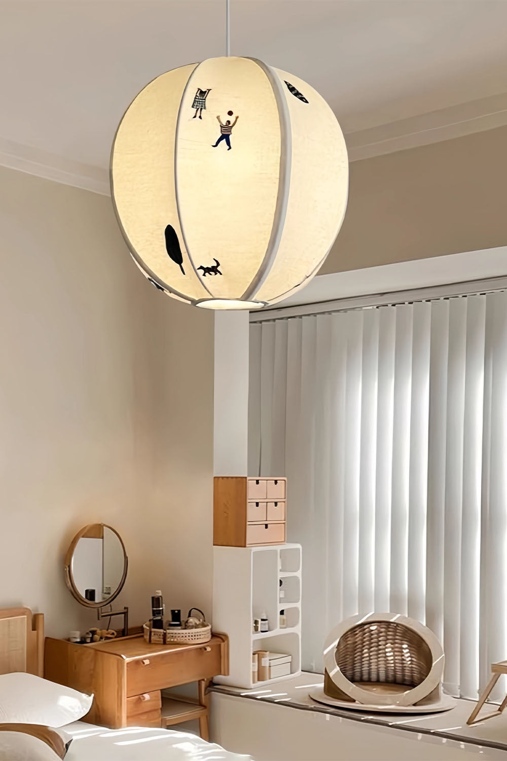 Fabric Embroidery Round Pendant Lamp - view 8 | everlamps