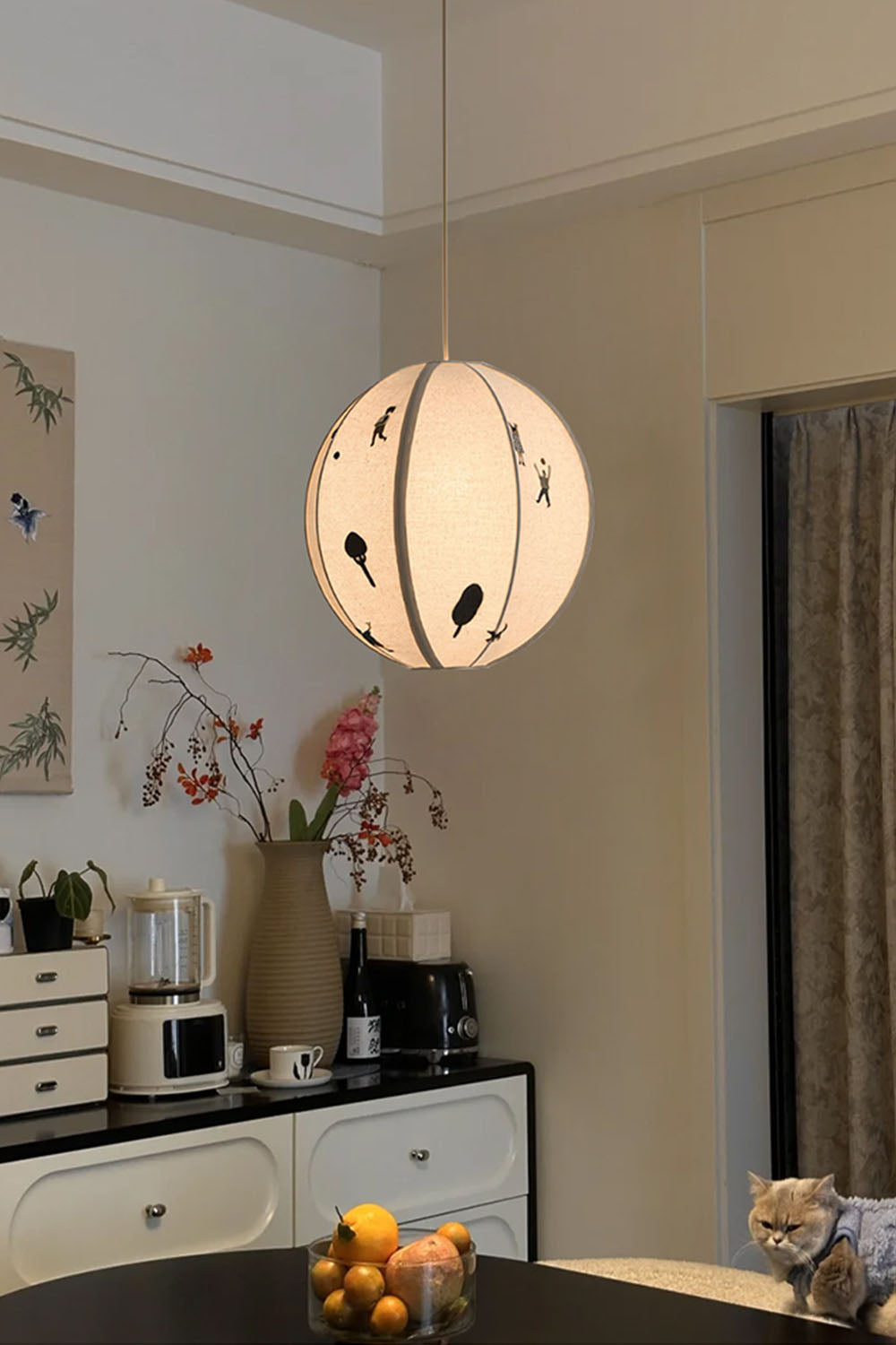 Fabric Embroidery Round Pendant Lamp - view 11 | everlamps