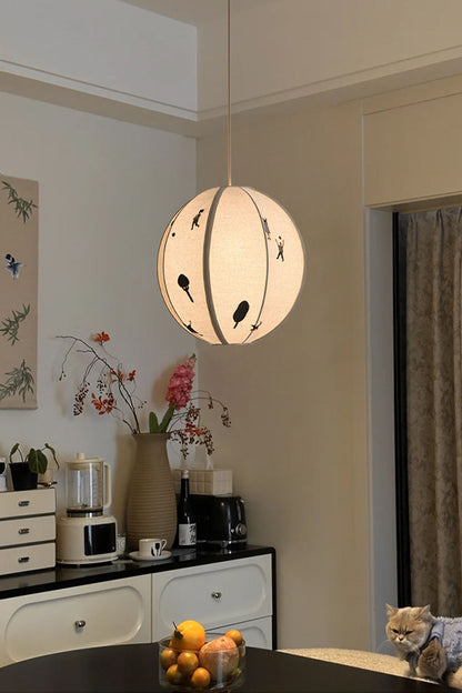 Fabric Embroidery Round Pendant Lamp - view 11 | everlamps