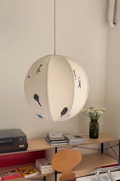 Fabric Embroidery Round Pendant Lamp - view 12 | everlamps